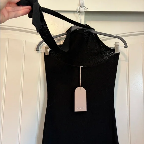NWT Meshki Melodie Halter Knit Maxi Dress - Black/White size large - Picture 6 of 11